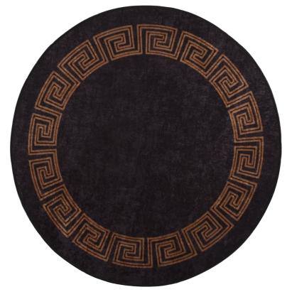 Covor lavabil, negru și auriu, φ120 cm, antiderapant GartenMobel Dekor