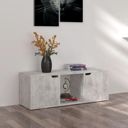 Comodă TV, gri beton, 88,5x27,5x30,5 cm, lemn prelucrat GartenMobel Dekor