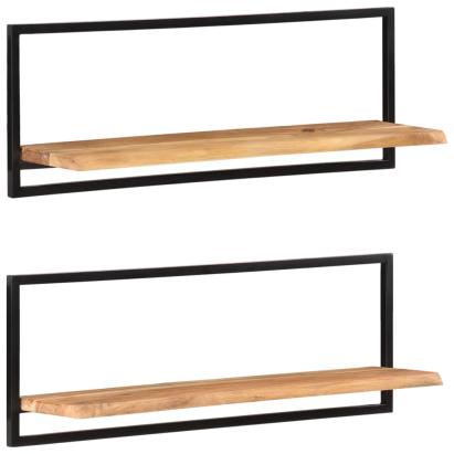 Rafturi de perete 2 buc. 100x24x35 cm lemn masiv acacia/oțel  GartenMobel Dekor