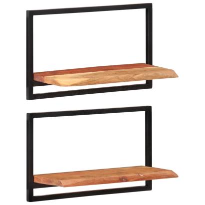 Rafturi de perete 2 buc. 60x25x35 cm lemn masiv acacia/oțel  GartenMobel Dekor