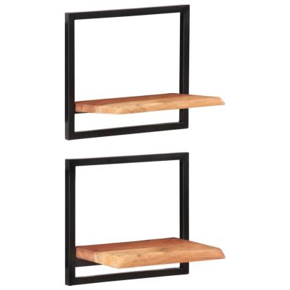 Rafturi de perete 2 buc. 40x24x35 cm lemn masiv acacia/oțel  GartenMobel Dekor