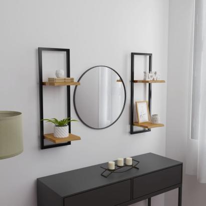 Rafturi de perete 2 buc. 25x25x75 cm lemn masiv acacia/oțel  GartenMobel Dekor