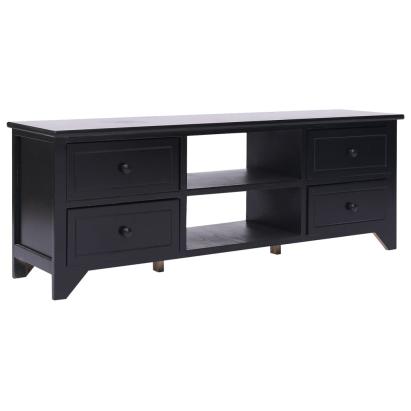 Comodă TV, negru, 108x30x40 cm, lemn masiv de paulownia GartenMobel Dekor
