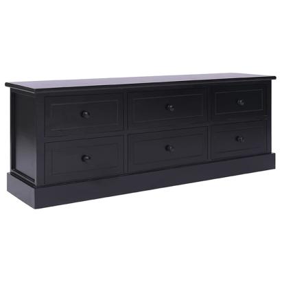 Comodă TV, negru, 108x30x40 cm, lemn masiv de paulownia GartenMobel Dekor
