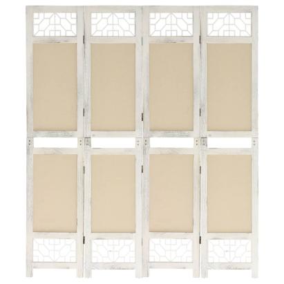 Paravan de cameră cu 4 panouri, crem, 140x165 cm, textil GartenMobel Dekor