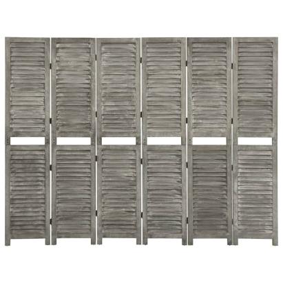 Separator cameră cu 6 panouri, gri, 214x166 cm, lemn masiv GartenMobel Dekor