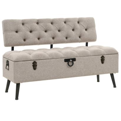 Bancă de depozitare cu spătar, crem, 110 cm, material textil GartenMobel Dekor