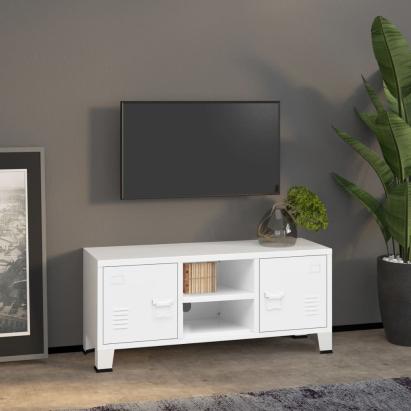 Dulap TV industrial, alb, 105x35x42 cm, metal GartenMobel Dekor