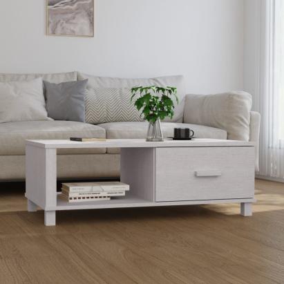 Masă de cafea „HAMAR”, alb, 100x55x35 cm, lemn masiv de pin GartenMobel Dekor