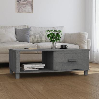 Masă de cafea „HAMAR”, gri închis, 100x55x35 cm, lemn masiv pin GartenMobel Dekor