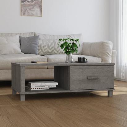 Masă cafea „HAMAR”, gri deschis, 100x55x35 cm, lemn masiv pin GartenMobel Dekor