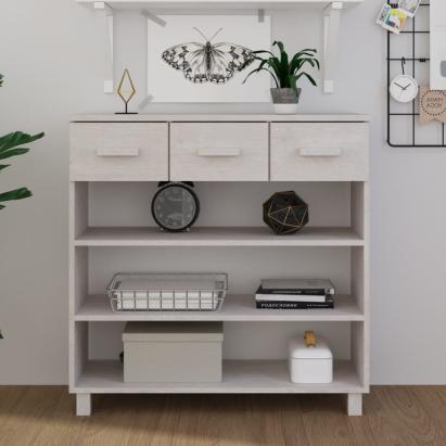 Masă de cafea „HAMAR”, alb, 90x35x90 cm, lemn masiv de pin GartenMobel Dekor