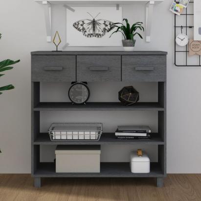 Masă consolă „HAMAR”, gri închis, 90x35x90 cm, lemn masiv pin GartenMobel Dekor