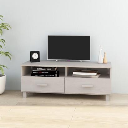 Dulap TV „HAMAR”, alb, 106x40x40 cm, lemn masiv de pin GartenMobel Dekor