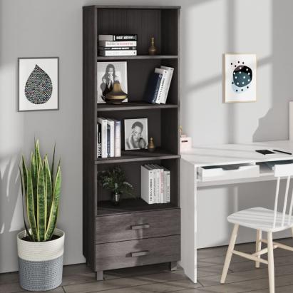 Dulap înalt „HAMAR” gri deschis 60x35x180 cm, lemn masiv de pin GartenMobel Dekor