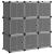 Organizator cub de depozitare cu uși, 9 cuburi, negru, PP GartenMobel Dekor