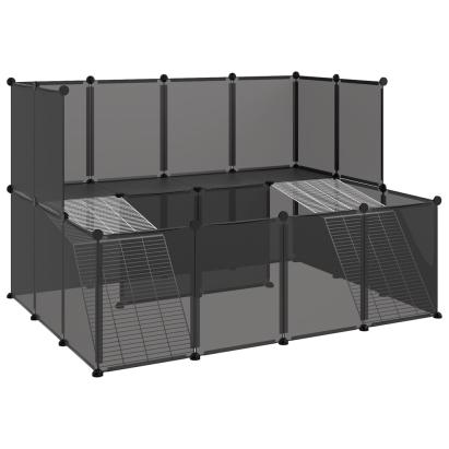 Cușcă pentru animale mici, negru, 143x107x93 cm, PP și oțel GartenMobel Dekor