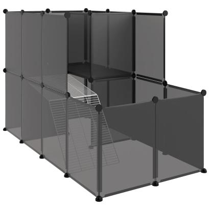 Cușcă pentru animale mici, negru, 142x74x93 cm, PP și oțel GartenMobel Dekor