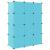 Dulap de depozitare cub pentru copii, 12 cuburi, albastru, PP GartenMobel Dekor