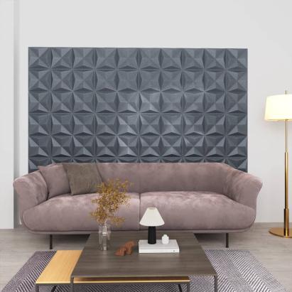 Panouri de perete 3D 12 buc. gri 50x50 cm model origami 3 m² GartenMobel Dekor