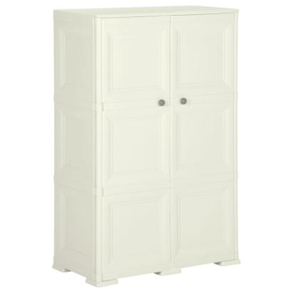 Dulap din plastic, 79x43x125 cm, vanilla ice, design de lemn GartenMobel Dekor