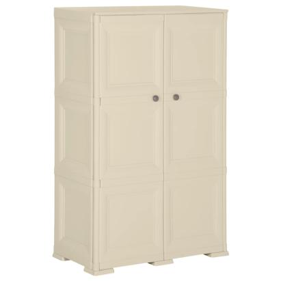 Dulap din plastic, 79x43x125 cm, alb angora, design de lemn GartenMobel Dekor