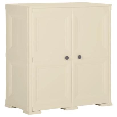 Dulap din plastic, 79x43x85,5 cm, alb angora, design de lemn GartenMobel Dekor