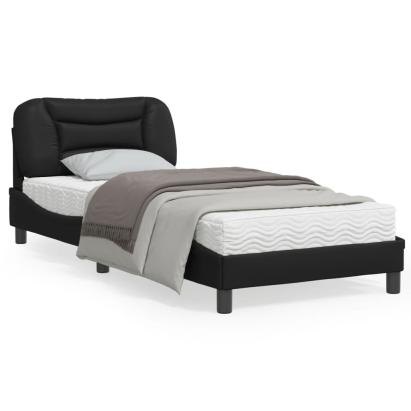 Cadru de pat cu tăblie, negru, 90x190 cm, piele ecologică GartenMobel Dekor