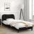 Cadru de pat cu tăblie, negru și alb, 90x200 cm piele ecologică GartenMobel Dekor