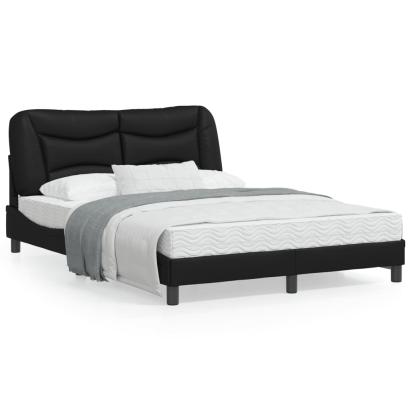 Cadru de pat cu tăblie, negru, 140x190 cm, piele ecologică GartenMobel Dekor