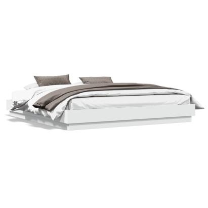 Cadru de pat cu lumini LED, alb, 180x200 cm GartenMobel Dekor