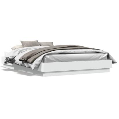 Cadru de pat cu lumini LED, alb, 140x200 cm GartenMobel Dekor
