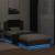 Cadru de pat cu tăblie și lumini LED, stejar maro, 100x200 cm GartenMobel Dekor