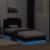 Cadru de pat cu tăblie și lumini LED, negru, 90x200 cm GartenMobel Dekor