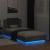 Cadru de pat cu tăblie și lumini LED, gri beton, 90x200 cm GartenMobel Dekor
