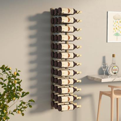 Suport sticle de vin montat pe perete, 36 sticle, auriu, fier GartenMobel Dekor