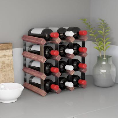 Suport de vinuri, 12 sticle, maro, lemn masiv de pin GartenMobel Dekor