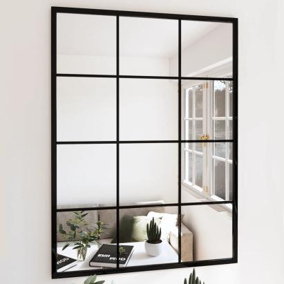 Oglindă de perete, negru, 80x60 cm, metal GartenMobel Dekor