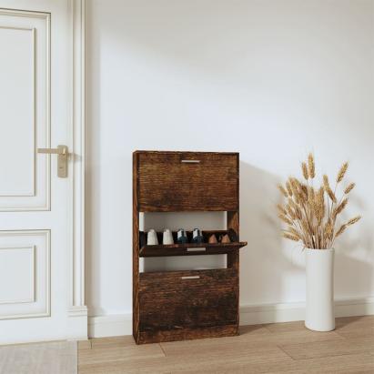 Pantofar, stejar fumuriu, 59x17x108 cm, lemn compozit GartenMobel Dekor