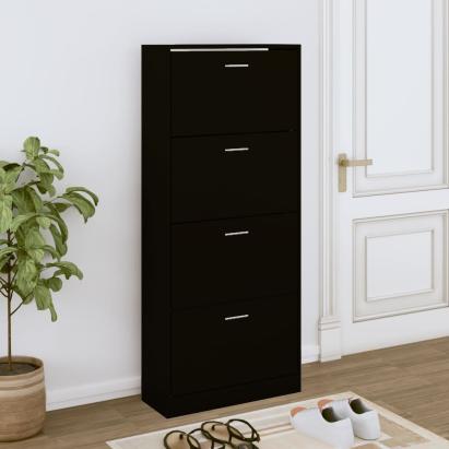 Pantofar, negru, 63x24x147 cm, lemn compozit GartenMobel Dekor
