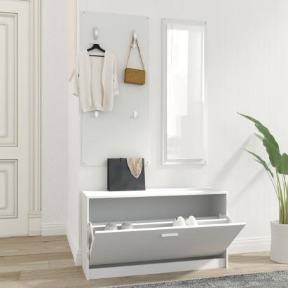 Set pantofar 3 în 1, alb, lemn prelucrat GartenMobel Dekor