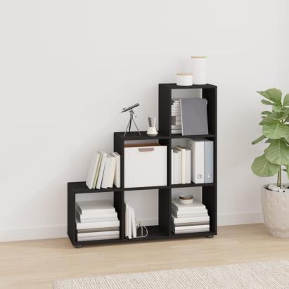 Bibliotecă în trepte, negru, 107 cm, lemn compozit GartenMobel Dekor