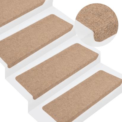 Covorașe scări autoadezive, 15 buc., bej, 65x24,5x3,5 cm GartenMobel Dekor