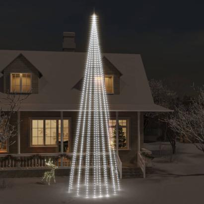 Brad de Crăciun pe catarg, 1134 LED-uri, alb rece, 800 cm GartenMobel Dekor