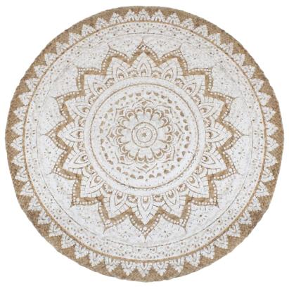 Covor din iută împletită cu imprimeu, 210 cm, rotund GartenMobel Dekor