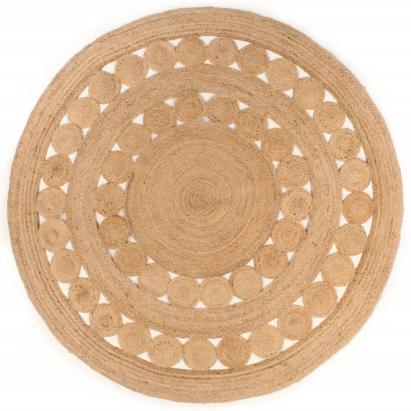 Covor din iută cu design împletit, 180 cm, rotund GartenMobel Dekor