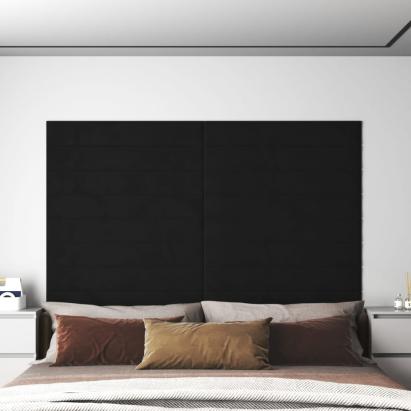 Panouri de perete 12 buc. negru 90x15 cm catifea 1,62 m² GartenMobel Dekor