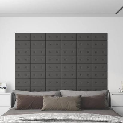 Panouri de perete 12 buc. gri, 30x15 cm piele ecologică 0,54 m² GartenMobel Dekor