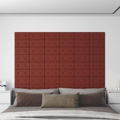Panouri de perete 12 buc. roșu vin 30x15 cm, piele eco, 0,54 m² GartenMobel Dekor