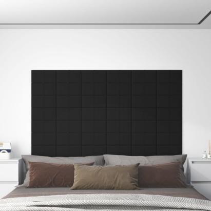 Panouri de perete, 12 buc., negru, 30x15 cm, textil, 0,54 m² GartenMobel Dekor